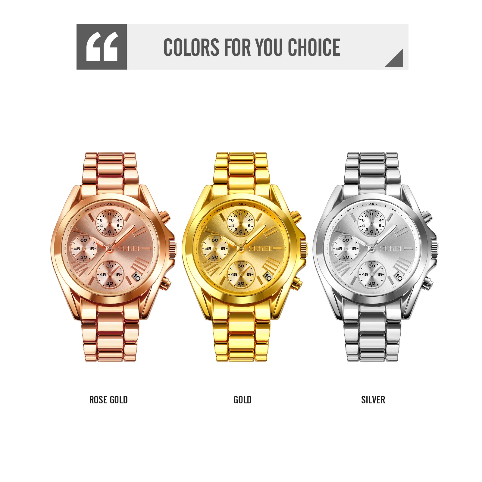 SKMEI 2023 новые модные женские часы Роскошные креативные Стальные кварцевые с