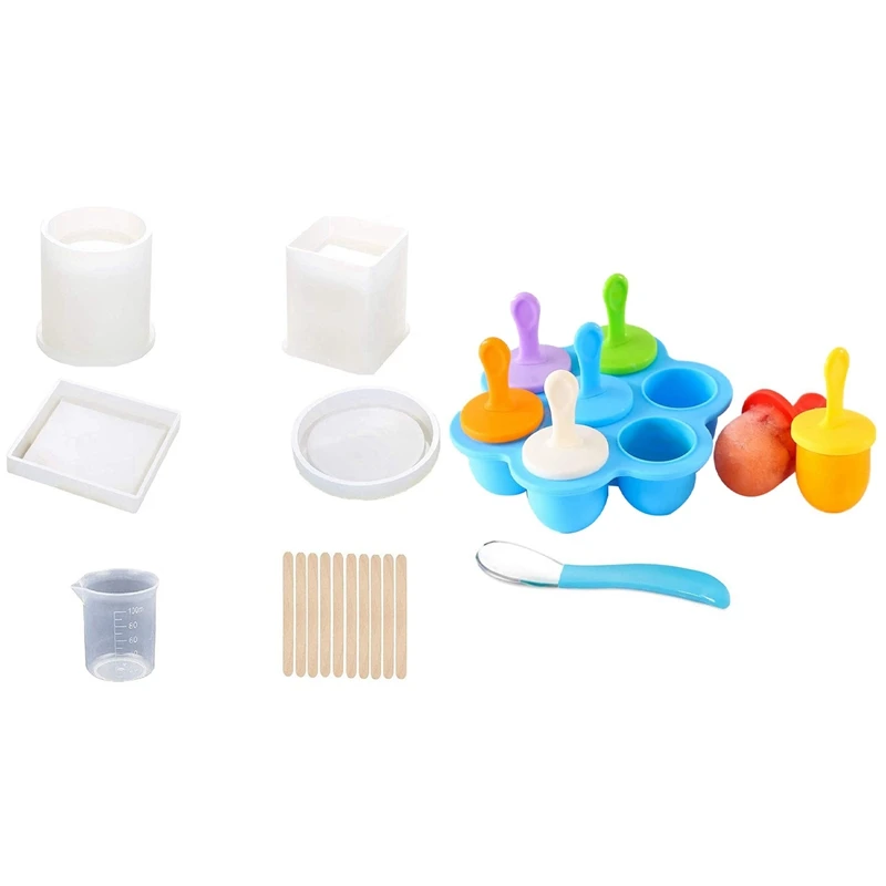 

Силиконовая форма, 4 упаковки художественных форм включают круглые, квадратные, цилиндрические, силиконовые формы с фотоэлементами (синие)