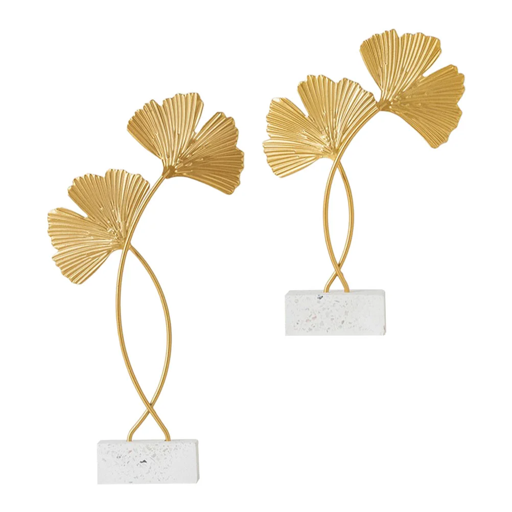 

Leaf Golden Iron Gingko Desktop Ginkgo Decors Leaves Ornament Statue Metal Sculpture Wall Table Decoration Ornaments Adorns