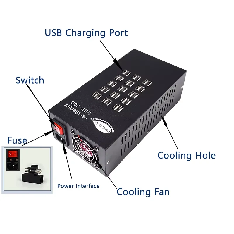 Многопортовая зарядная станция USB 30-в-1 для мобильных телефонов iPhone, Samsung, Vivo, OPPO, Oneplus (art.: 3920dbdee6e12) - 3920dbdee6e12