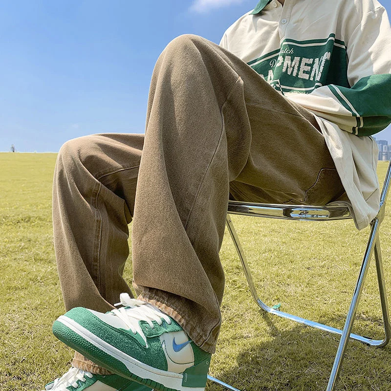 Autumn 4 Colors Baggy Jeans Men Fashion Harajuku Casual Straight Jeans Streetwear Hip Hop Loose Denim Pants Mens Trousers M-2XL