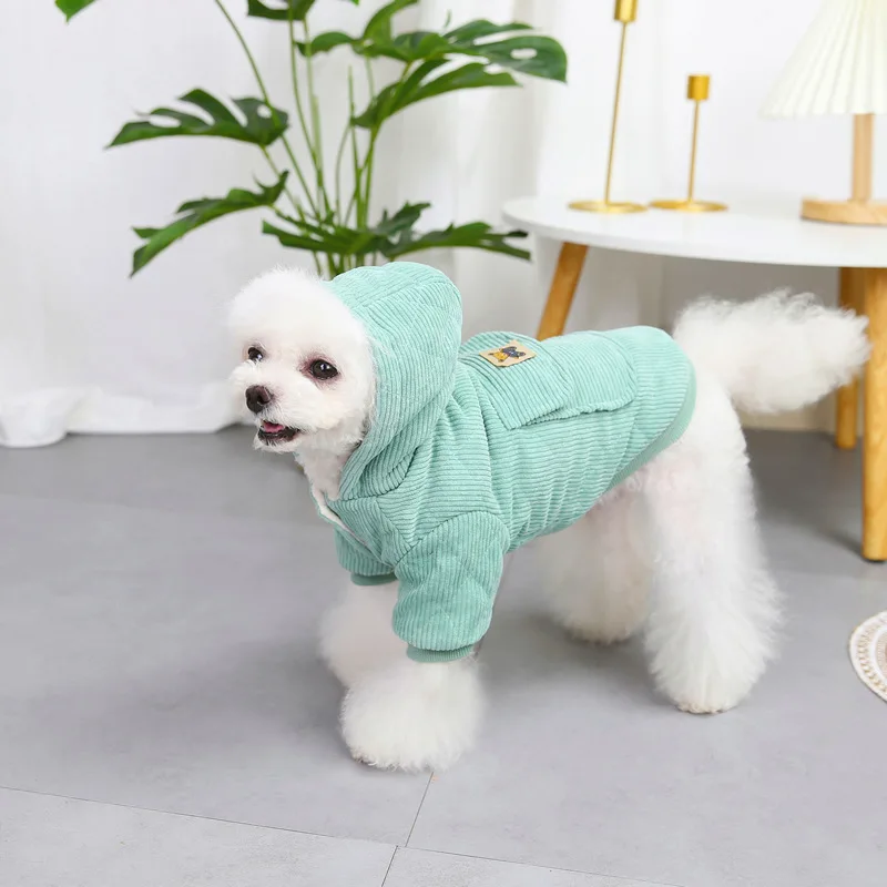

Padded Clothes Autumn Winter Windproof Warm Hoodie Small Dog Solid Color Coat Puppy Sweater Chihuahua Yorkshire