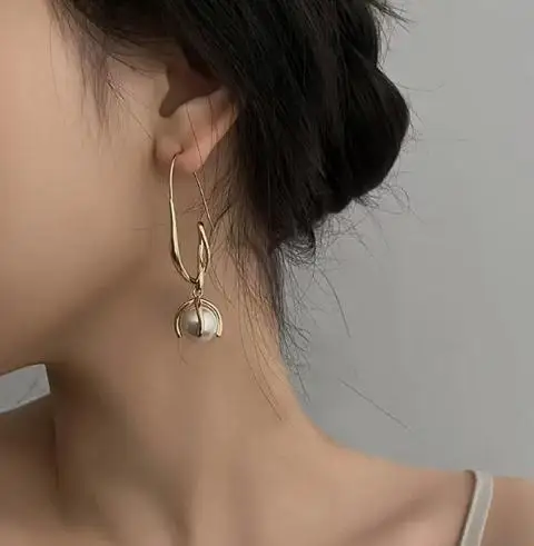 Серьги из жемчуга АА уникального дизайна белые круглые серебряные ювелирные