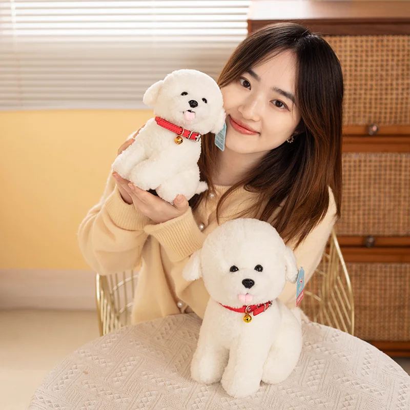 

Nice 1pc 23cm/28cm Simulation Plush Bichon Frise Dog Toy Stuffed Korea Lifelike Dog Puppy Toys For Kids Children Birthday Gift