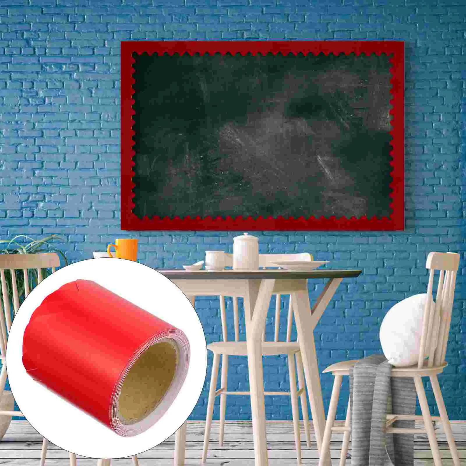 

5m Bulletin Board Border Paper Rolled Border Trim Chalkboard Sticker for Classroom Wall Decoration ( Red )
