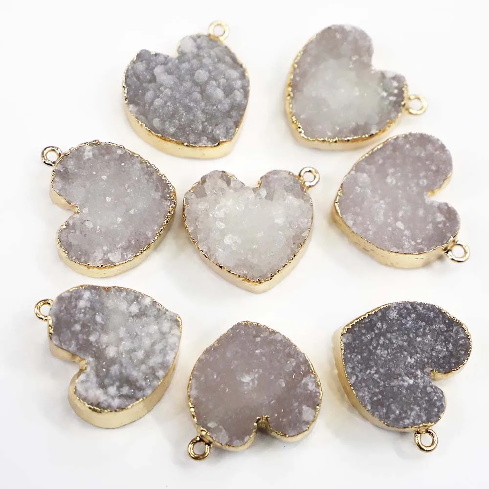 New Natural Good Quality Stone Agate Exquisite Crystal Pendant Gold Edged Necklaces Charms Fashion Jewelry Accessories Sell 6Pcs