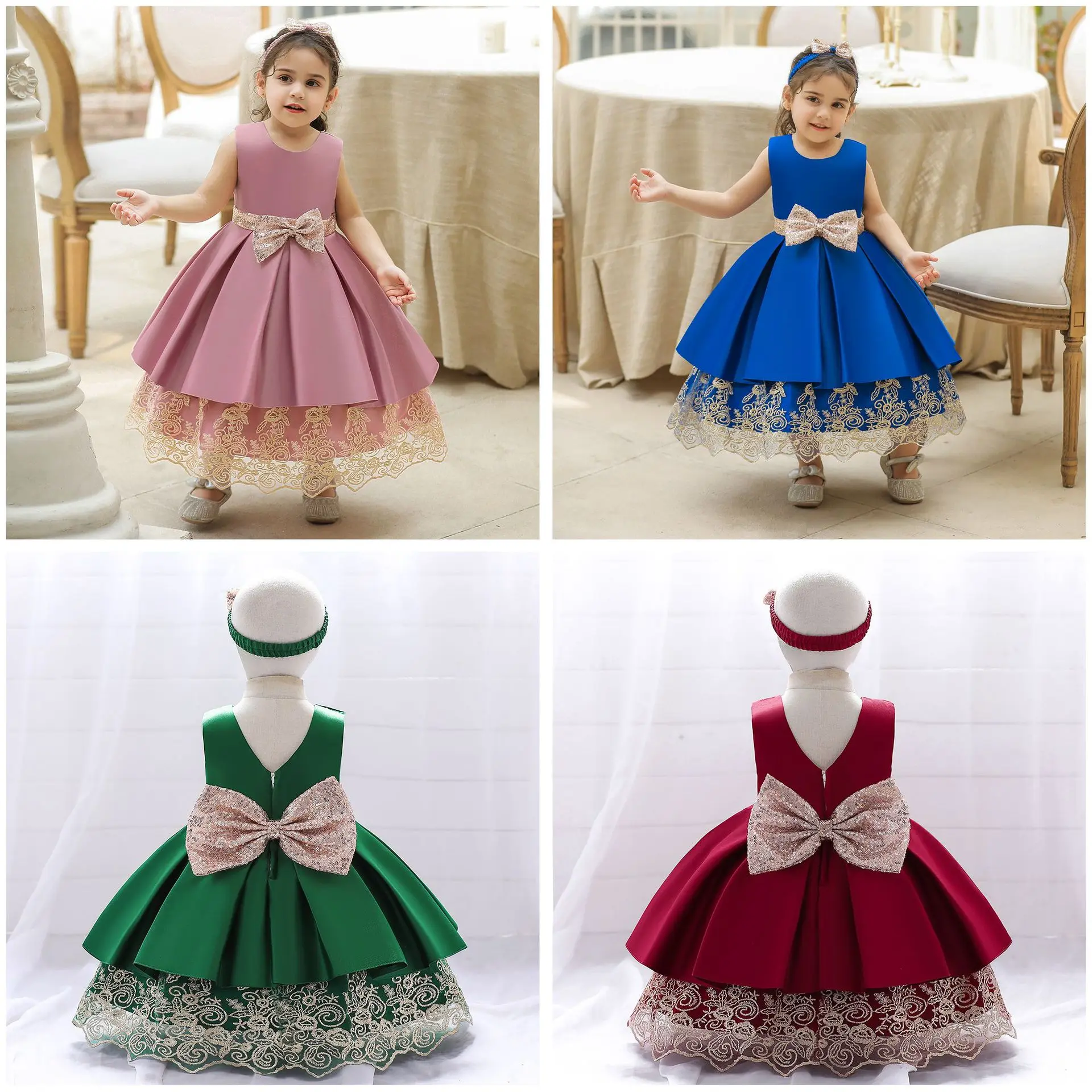 

Rocwickline New Summer and Autumn Girl's Dress Bow Lace Gauze Ball Gown Elegant Celebrities Accessible Luxury Lolita Style Dress