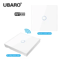 ubaro euuk 433rf wireless remote control touch switch luxury crystal glass panel wall light sensor touch button 100 240vac
