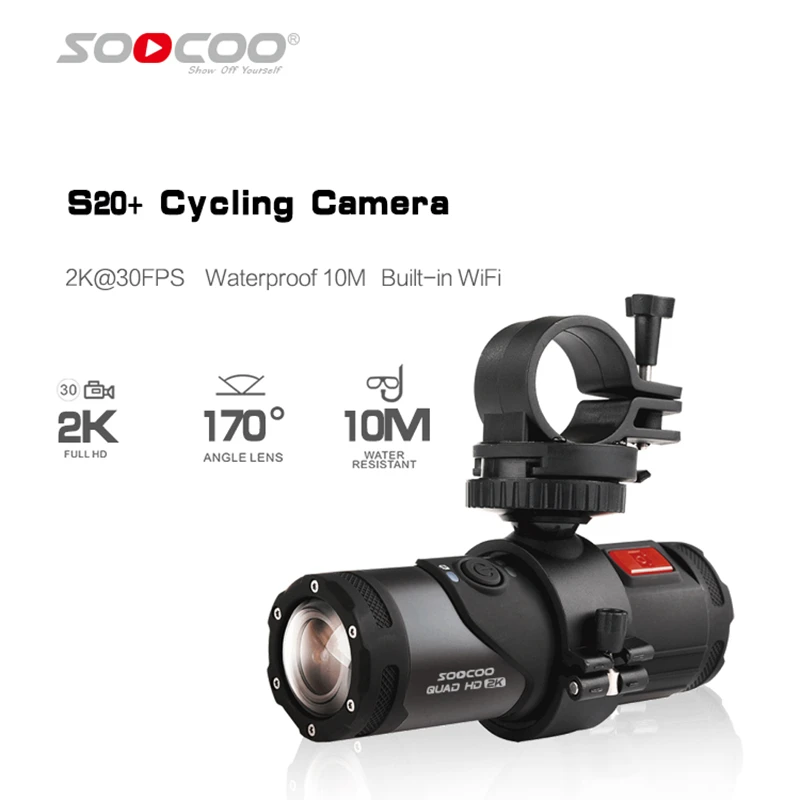 

Motorcycle Helmet 2k Fishing Underwater Camera Action Video Shooting Cam For Gun Body SOOCOO S20+ plus Bike Bicycle Waterproof