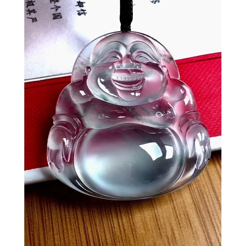 Натуральный полностью зеленый Подвеска Будды из нефрита и ледяного с