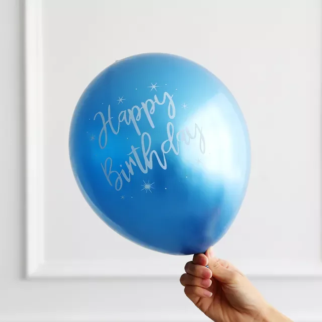 

New in 2022 12inch Chrome metallic latex balloons happy birthday printed pattern ballon helium metal globos birthday party decor
