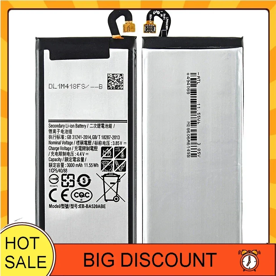 Аккумулятор мобильного телефона EB-BA520ABE для Samsung A5 2017 A520 A520F SM-A520F 3000 мАч