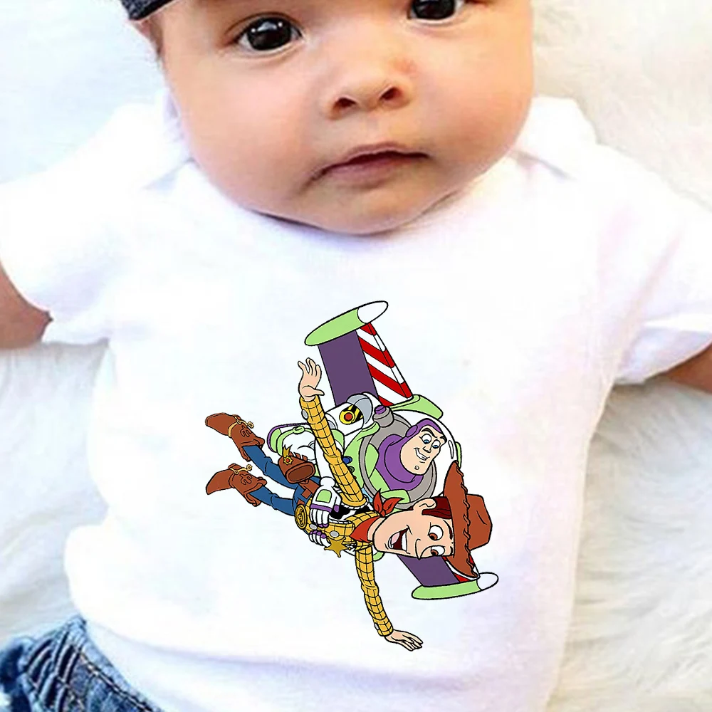 

Cute Creative Buzz Lightyear and Cowboy Woody Graphics Baby Onesie Disney Toy Story Harajuku Fashion Exquisite Infant Jumpsuit