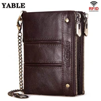new autumn rfid anti magnetic wallet genuine leather mens multi functional double zipper coin purse