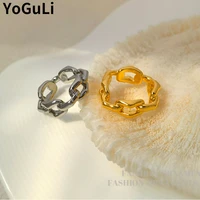 fashion jewelry hollow out geometric ring 2022 new trend simply golden silvery metal ring for women accessories