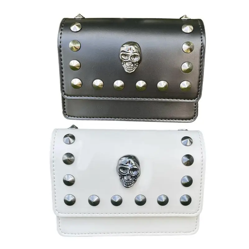 

Golf Storage Bag Golf Rangefinder Hard Shell Case With Black Rivets Skulls Patterns Golf Cart Railing Bar Rangefinder Cover