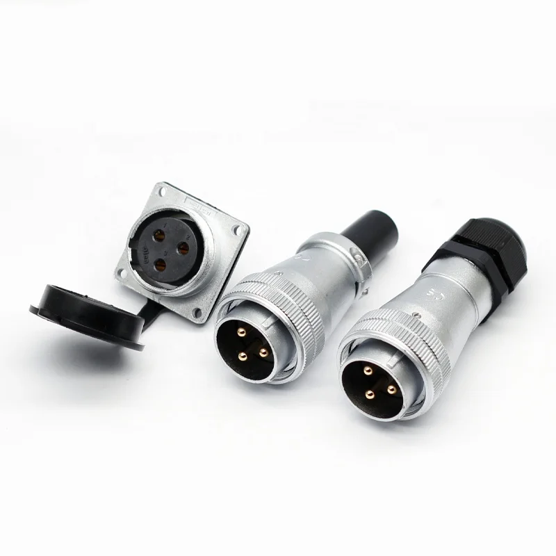 

3 Core Receptacle With PVC Sleeve IP68 Plug For Plastic Clamping-Nut Aviation Plug Industrial Connector