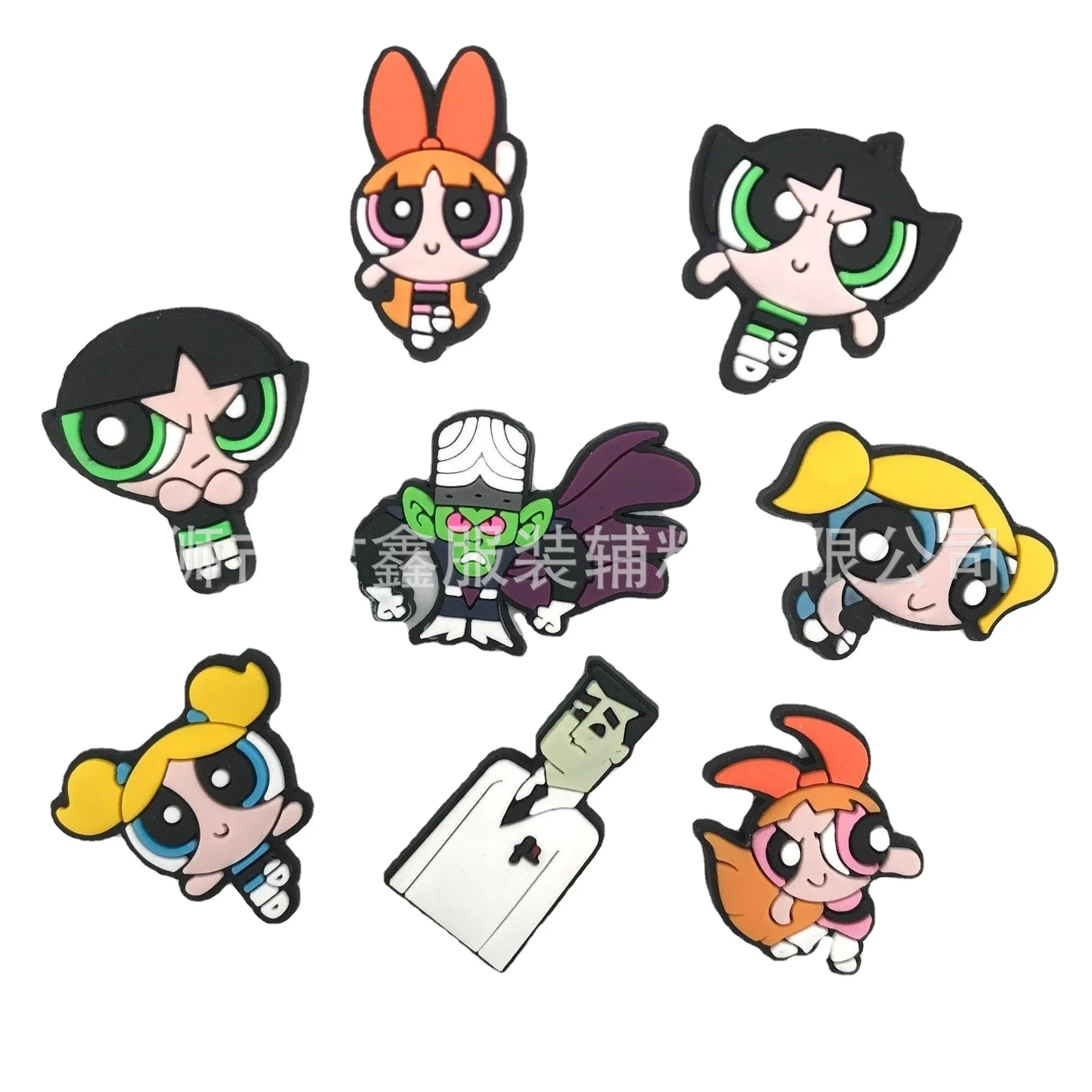 14 Styles Wholesale Single Sale The Powerpuff Girls Cute Cartoon Shoe Buckle Anime Sneakers Accessories Fit Croc Clogs Kids Gift