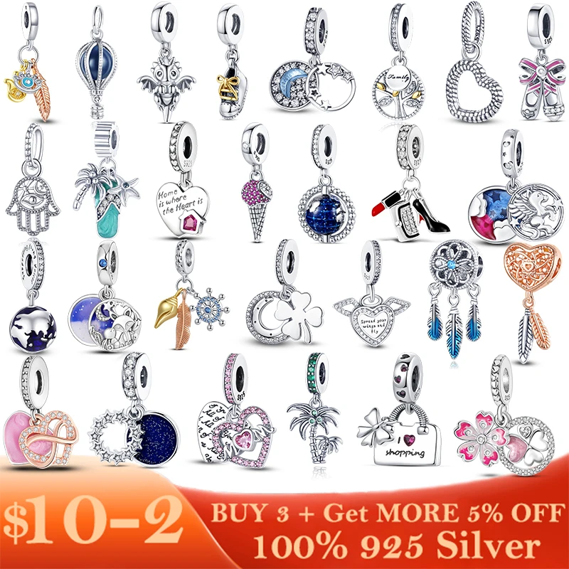 

HOT SALE Silver Color Sparkling Family Tree Dangle Charm Beads Fit Original Pandora Bracelet Necklace Charm DIY Jewelry Making