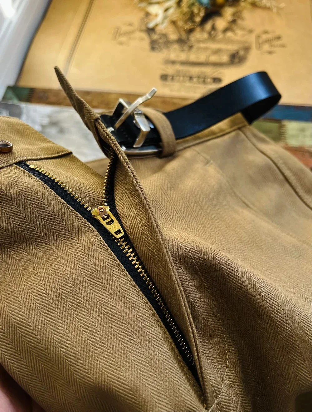 AnnualRing French M-47 в стиле милитари с высокой талией прямые HBT из ткани елочка большие