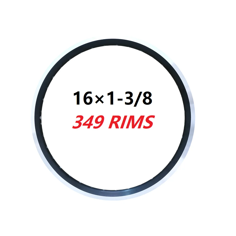 

349 BMX 16" 1-3/8 Bicycle Rim Double Layer Aluminum Alloy Folding Bike Ring CNC Black Silver 16/20/24/28/36 Hole for Brompton