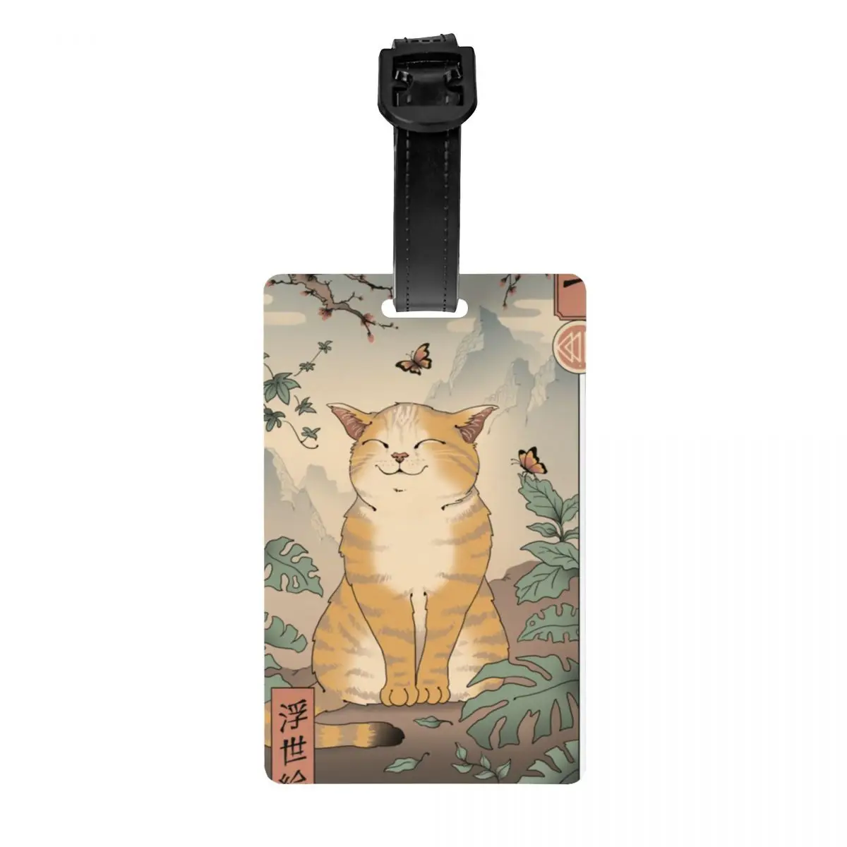 

Аксессуары для путешествий смодо, коты, стиль укиё-э, искусственный ПВХ, мультяшный держатель, багажные бирки, имя, идентификационный адрес ...