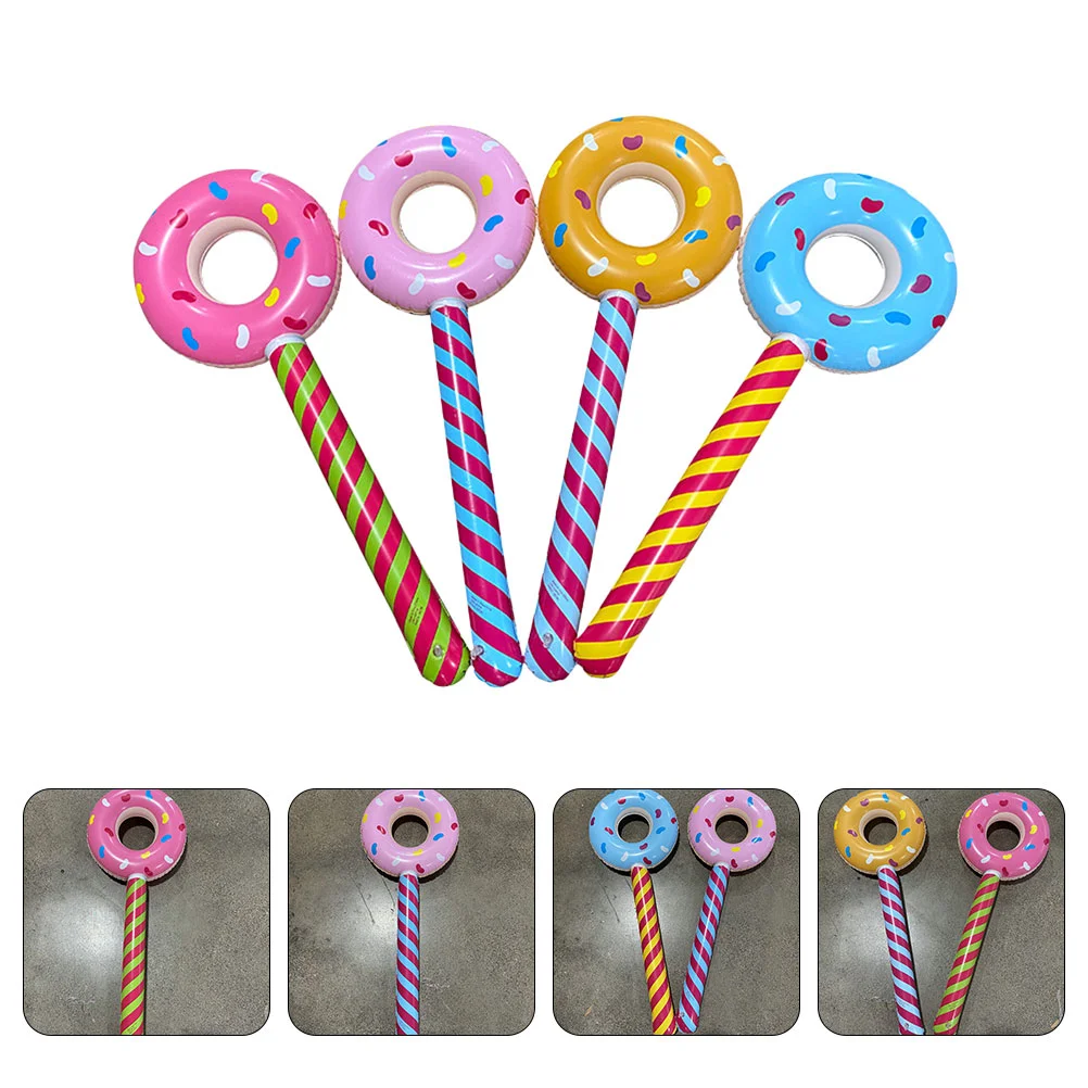 

4Pcs Party Favors Birthday Party Pool Floats Swimming Inflatable Donut Lollipops Donut Lollipop Balloons,