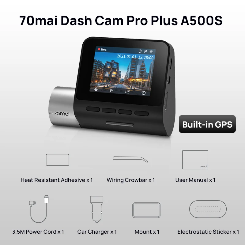 

70mai Dash Cam Pro Plus A500S 1944P ADAS GPS-камера 70mai Передняя камера A500S 140FOV Автомобильный видеорегистратор 24H Поддержка парковки Задняя внутренняя камера