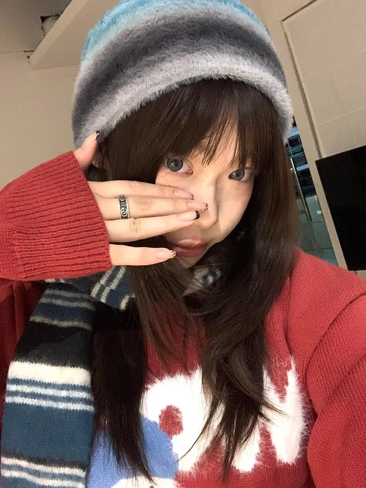 Красный рождественский атмосферный свитер с круглым вырезом Ice Man женский