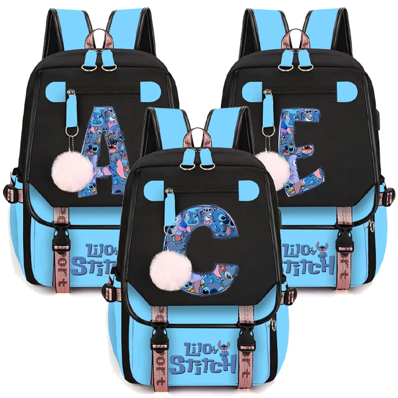 Рюкзак в стиле аниме Lilo Stitch для девочек-подростков школьный USB-рюкзак ноутбука