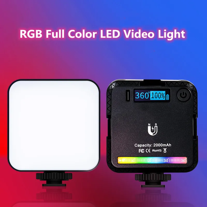 

Full Color RGB LED Video Light 2500K-9000K CRI95+ 800LUX Magnetic Mini Fill Light 3 Cold Shoe 2000mAh Type-C Camera Light