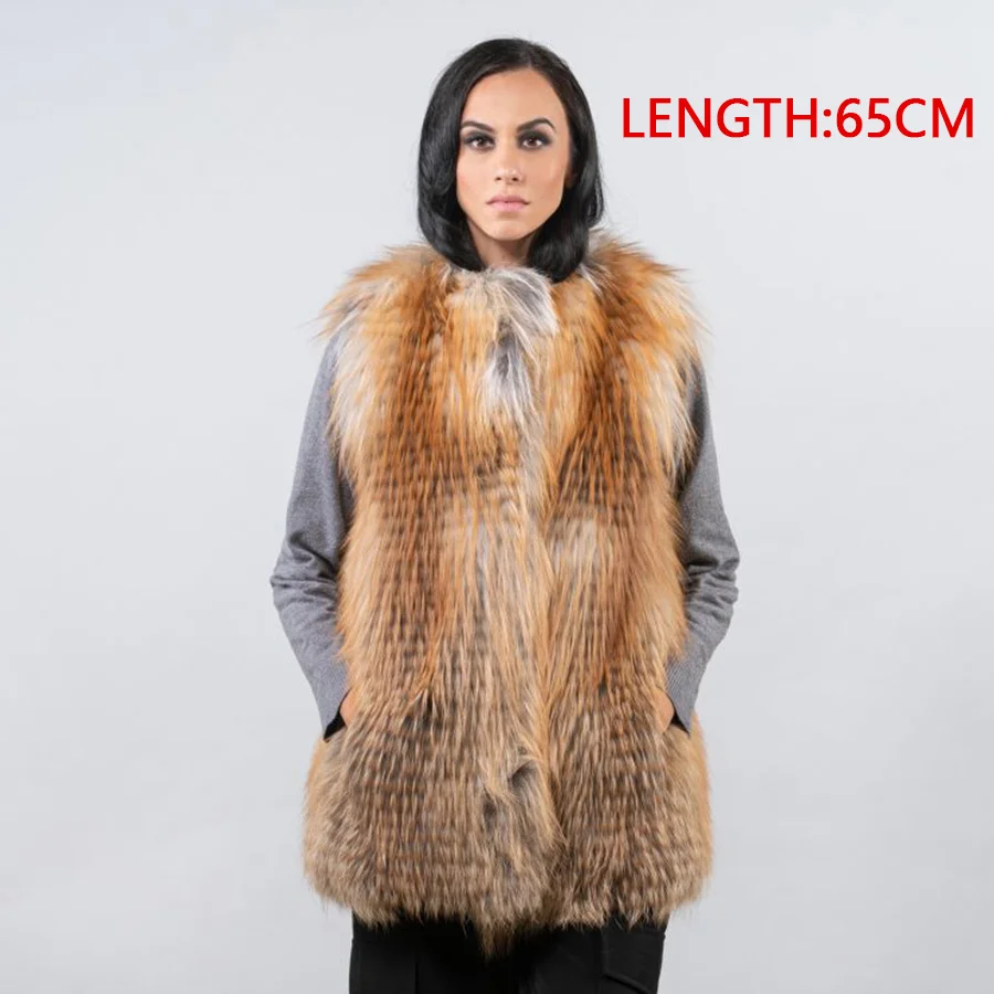 

Quality Jacket Red Fox Warm Vests High High Fur Vest Coat Popular Women's Coats quality Gilet Natural