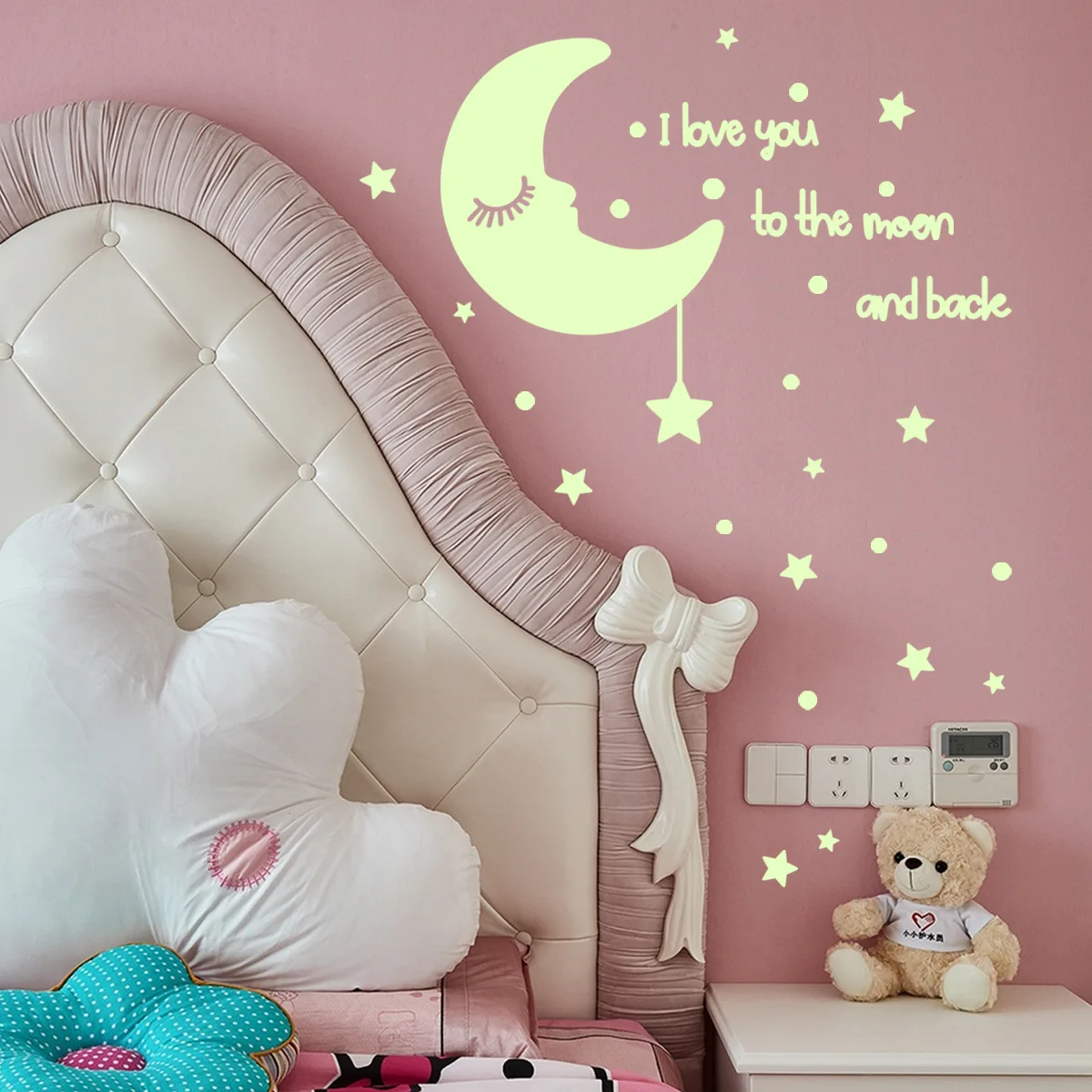 

zollor Moon Stars Creative Luminous Stickers Living Room Bedroom Kindergarten Background Wall Decoration Self-adhesive Painting