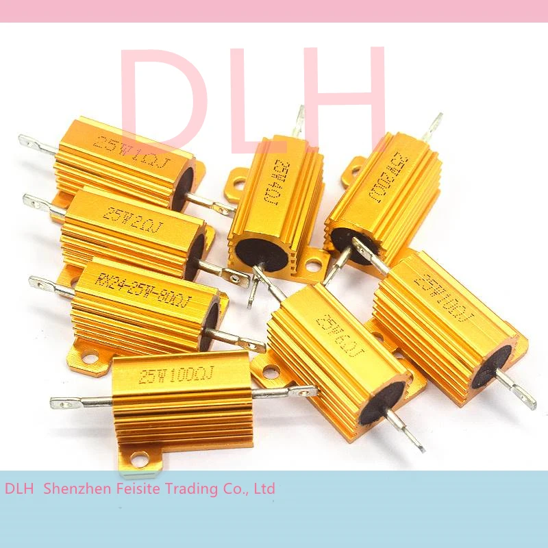 

2PCS 25W Aluminum Power Metal Shell Case Wirewound Resistor 0.01 ~ 30K 1 2 3 5 6 8 10 20 100 150 200 300 500 1K 10K ohm RX24