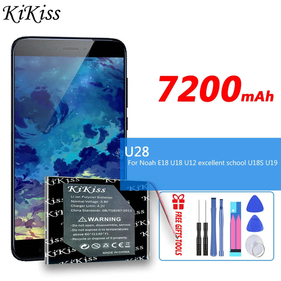 

7200mAh KiKiss Battery U 28 For Noah E18 U18 U12 excellent school U18S U28 U19 Laptop Batteries