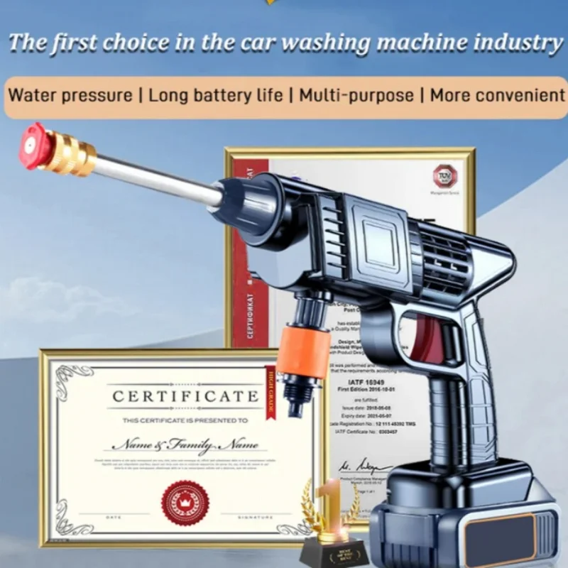 

Беспроводной водяной пистолет для мойки автомобиля с литиевой батареей, водяной пистолет высокого давления для мойки автомобиля, беспрово...
