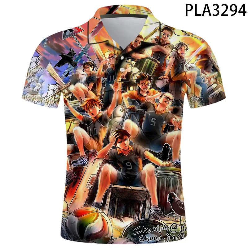 

Men Polo Homme Camisas Fashion Haikyuu Summer Harajuku 3D Printed Ropa De Hombre Streetwear Casual Short Sleeve Cool Ropa