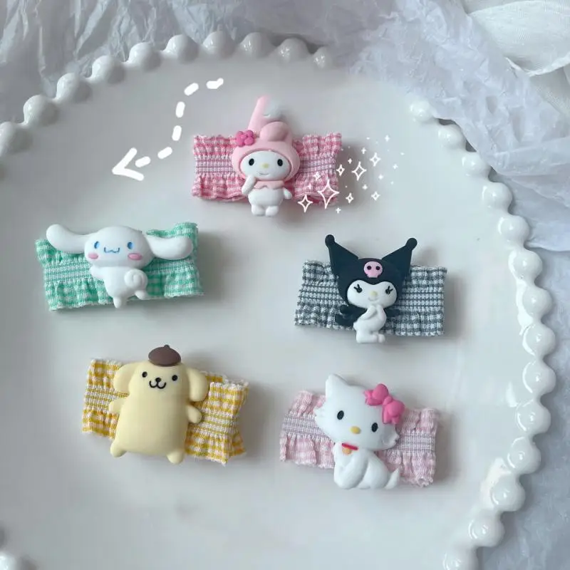 

Sanrio Kawaii Hairpin Hello Kittys Mymelody Cute Kuromi Cartoon Pretty Girls Bangs Clip Anime Student Headgear Accessories Gift