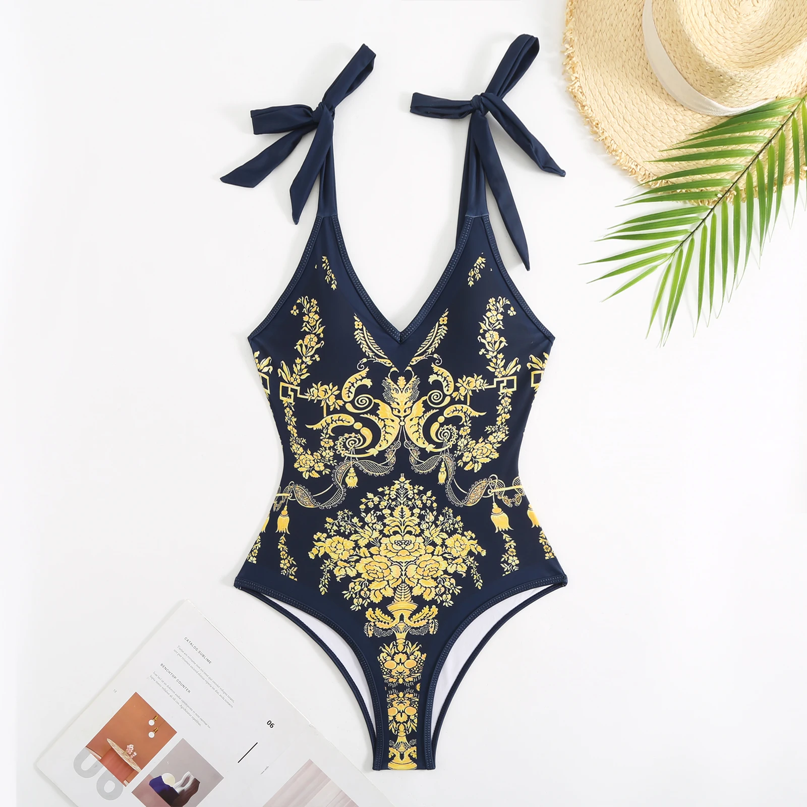 Роскошный Цельный купальник женская накидка черный с принтом новинка 2024