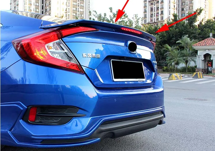 

Подходит для 2016-2021 Honda Civic 4DR, спойлер для крыла седана с подсветильник Кой из АБС-пластика, задний заводской стиль, губа багажника, 1 шт.