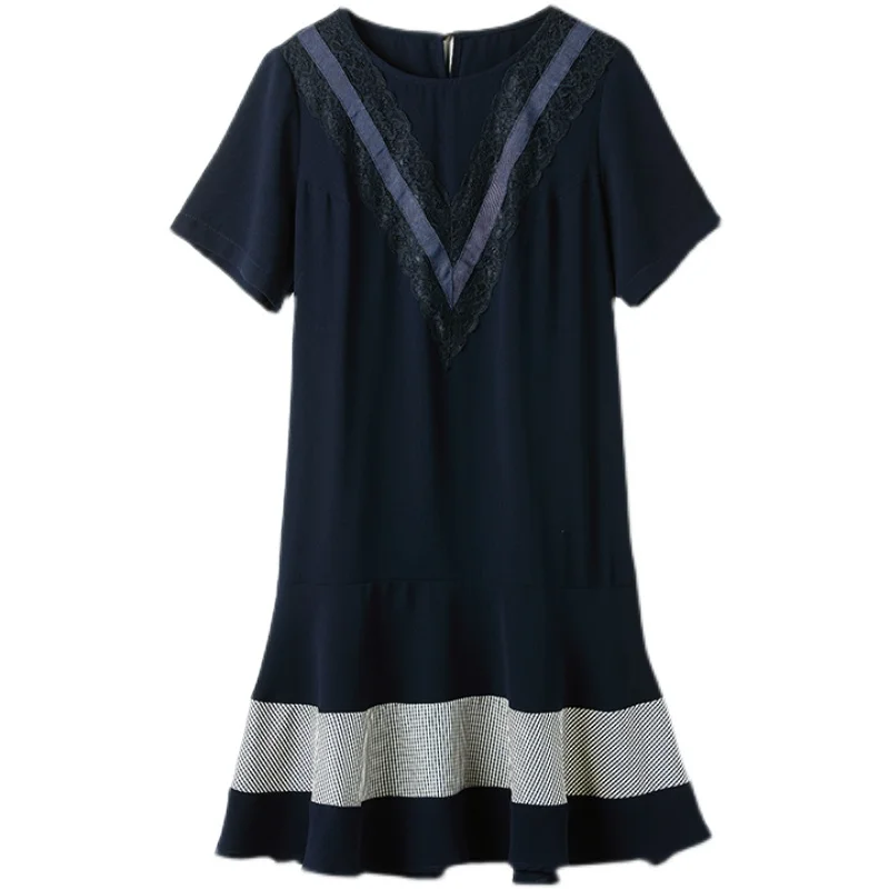 

Элегантное кружевное платье с оборками, женская одежда, летние платья, новинка 2022, свободное платье большого размера с коротким рукавом jp22