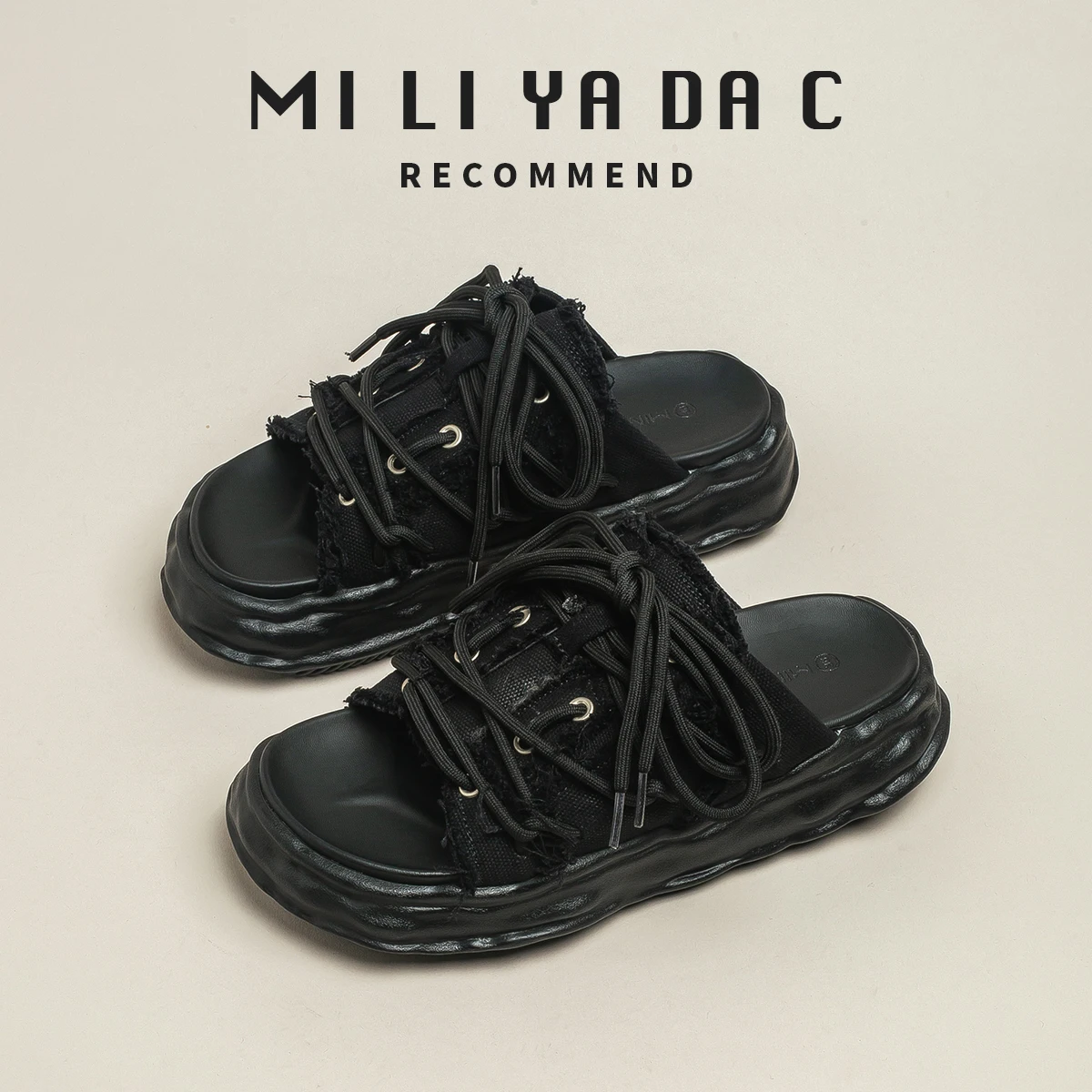 

Женские холщовые шлепанцы на плоской подошве, новинка 2022, женская повседневная обувь на шнуровке, модные джинсовые шлепанцы на платформе дл...