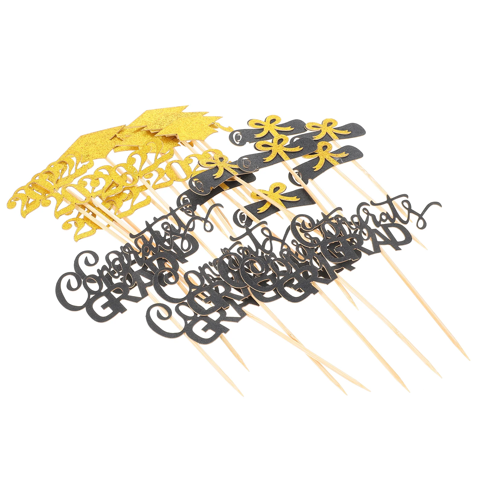 

2022 Cupcake Graduation Grad Pick Sticksupplies Decorations Party Graduate Diploma Congrat Dessert Hat Congrats Glitter