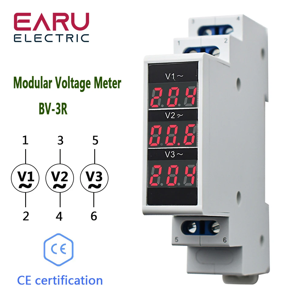 

Voltage Rail Three Voltmeter Phase Mount Display Indicator Mini Gauge Meter Digital Volt Modular Din