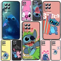 cute lilo stitch phone case for oppo realme c2 c3 c11 c20 c21 c21y q3s q5i x2 x3 gt neo2 gt2 gt neo3 pro black silicone back