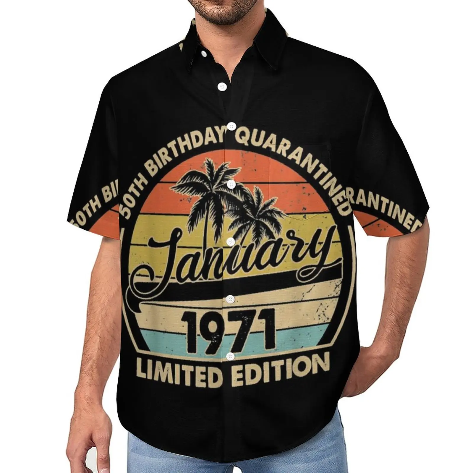 

1971 Limited Edition 50th Birthday Blouses Men Meaning Casual Shirts Hawaiian Short Sleeves Printed Fashion Oversize Beach Shirt