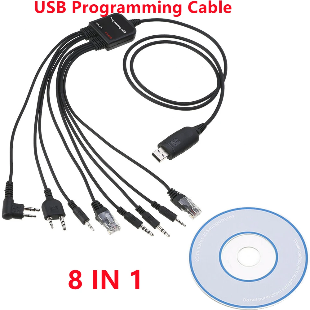 8-в-1 USB-кабель для программирования Kenwood Baofeng Motorola Yaesu Icom Walkie Talkie радио CD USB-кабели |