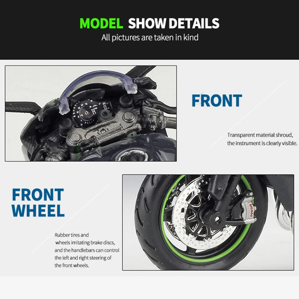 Модель мотоцикла MaiSto 1:18 Kawasaki H2 R Ninja литая резиновая амортизирующая модель