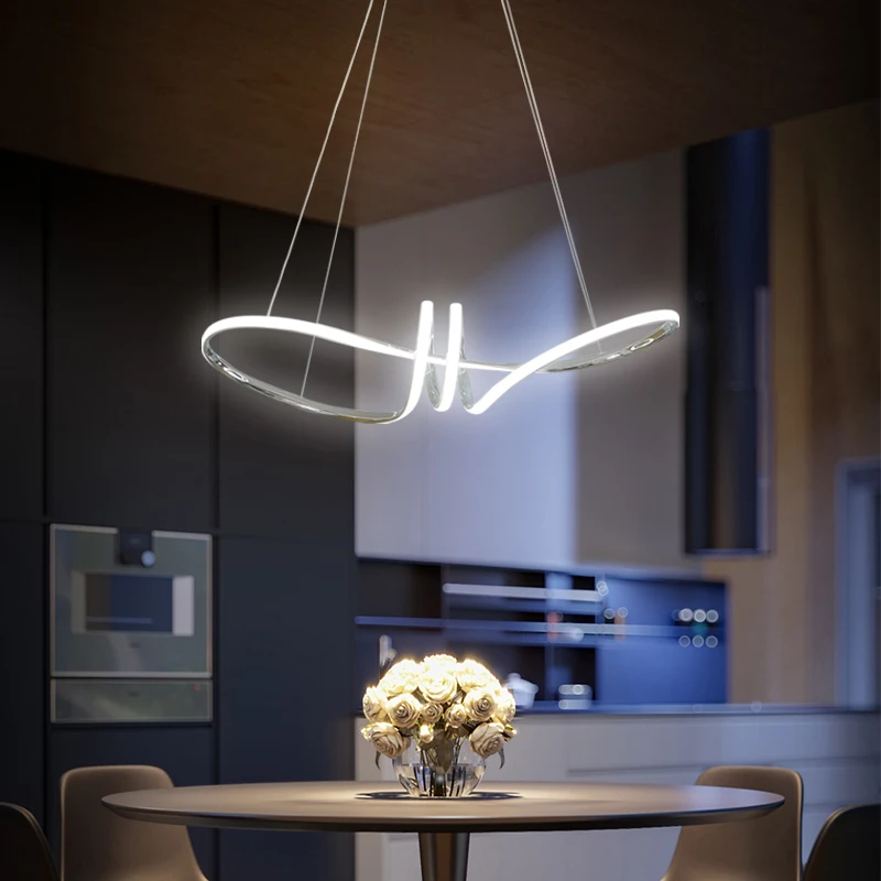 

Chrome Finished Minimalism DIY Hanging Modern Led Pendant Lights For Dining Room Bar suspension luminaire suspendu Pendant Lamp