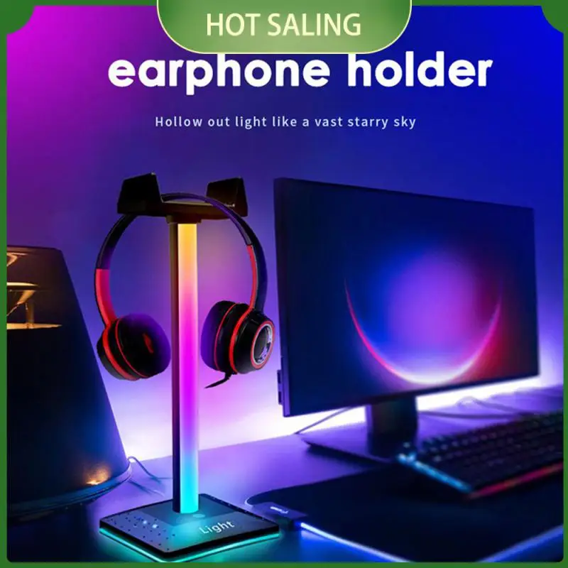 

RGB Touch Desk Light Headphone Display Stand Gaming Esports Desktop Atmosphere Light Illusion Intelligent Headphone Stand Light